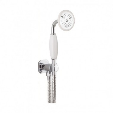 Belgravia shower handset, wall outlet and hose by Crosswater Bathrooms