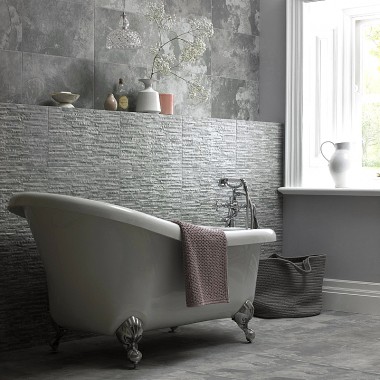 HD Snowdonia Riven grey matt ceramic tile BCT41801 298x498mm British Ceramic Tiles HD