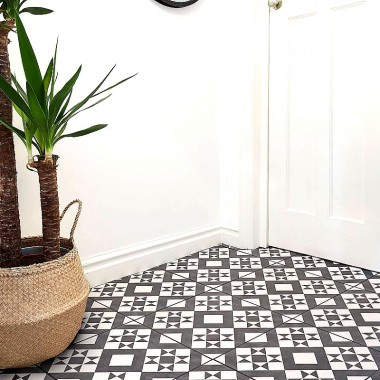 Feature Retro white, black matt ceramic tile BCT53606 331x331mm British Ceramic Tiles Feature Floors