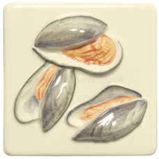 Mussels Relief Moulded Hand Painted On Clematis decorative Wall KHP5843B lustre tile 100x100 mm La Belle Original Style