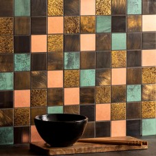 Falkus Mixed Colour Copper Square Mosaic Mixed Mosaic Metal - MW-FALMOS - 300x300 Original Style