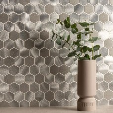 Fenrir Silver Mixed Finish Hexagon Mosaic Satin Mosaic Metal - MW-FENMOS - 300x298 Original Style