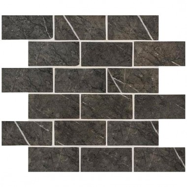 Burano Grey Brickbond Recycled Glass GW-BURBBMOS glass mosaic tile 300x300x6mm Original Style