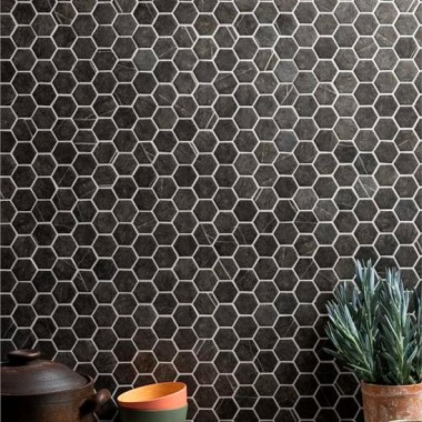 Burano Grey Hexagon Recycled Glass GW-BURHEXMOS glass mosaic tile 280x325x5mm Original Style
