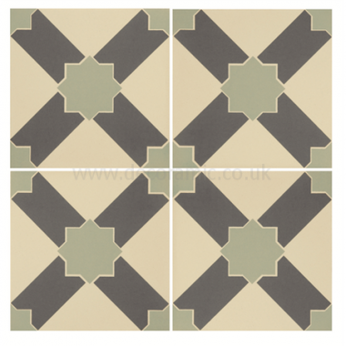 Alhambra Denim and Light Jade on White tile 8105V 151x151x9 mm Odyssey Original Style