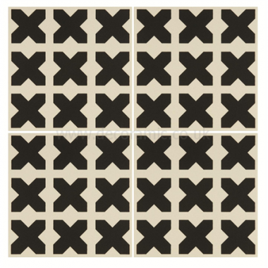 Babylonian Black on Dover White tile 8121V 151x151x9 mm Odyssey Original Style