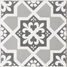 Odyssey Liberte Grey on Brilliant White 8505AGR Ceramic tile Glazed 152x152mm Original Style
