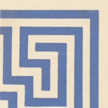Original Style 6669V blue on white Greek Key Corner 53 x 53 | 2 x 2" decorative tile