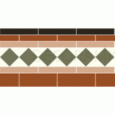 Bronte black, red, buff, green, white victorian tile border