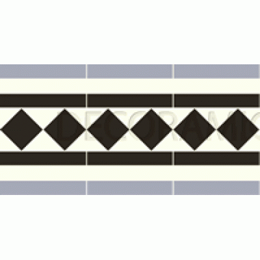 Bronte grey, white, black victorian tile border