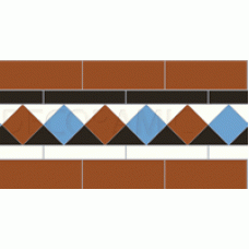Bronte red, black, white, blue victorian tile border