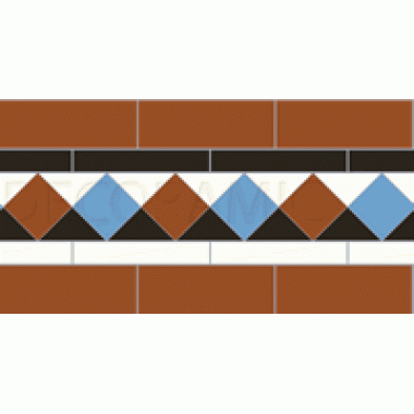Bronte red, black, white, blue victorian tile border