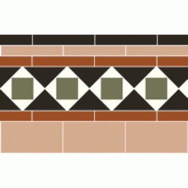 Browning black, buff, red, green, white victorian tile border
