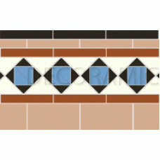Browning black, buff, red, blue, white victorian tile border