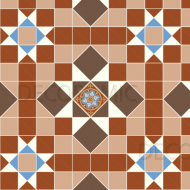 Chatsworth (A) with Wordsworth victorian floor tile design