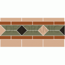 Clare buff, red, green, black victorian tile border