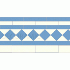 Bronte blue, white victorian tile border