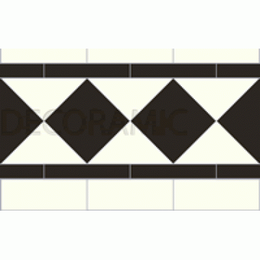 Melville white, black victorian tile border