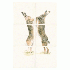 Winchester Boxing Hares Decorated Tile 127 x 127 mm W.1701