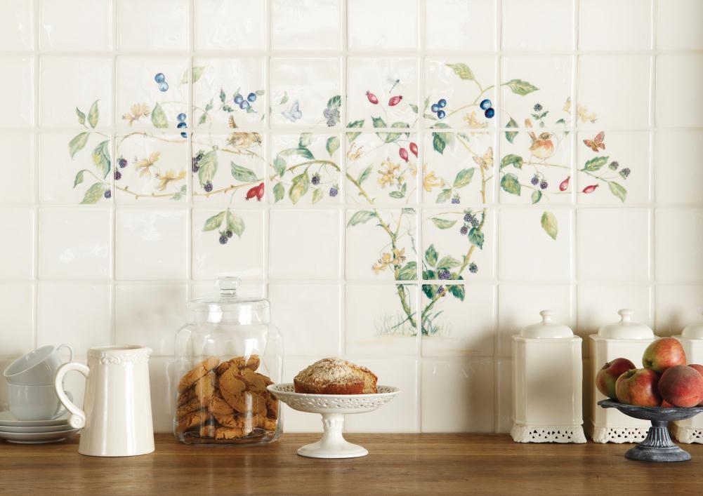 Winchester Hedgerow Decorated Tile 127 x 127 mm W.1712