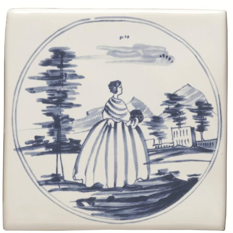Winchester Lady with Mansion Decorated Tile 127x127 mm W.DE1512 Winchester Tiles