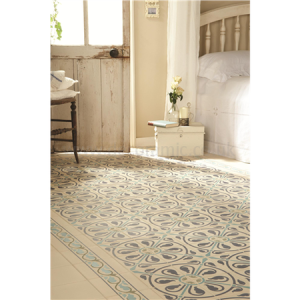 Moroccan Border Dublin, Dark Blue and Dark Jade on White tile 8084V 151x151x9 mm Odyssey Original Style