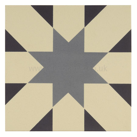 Seville Light Blue and Dark Blue on Dover White tile 8051V 151x151x9 mm Odyssey Original Style