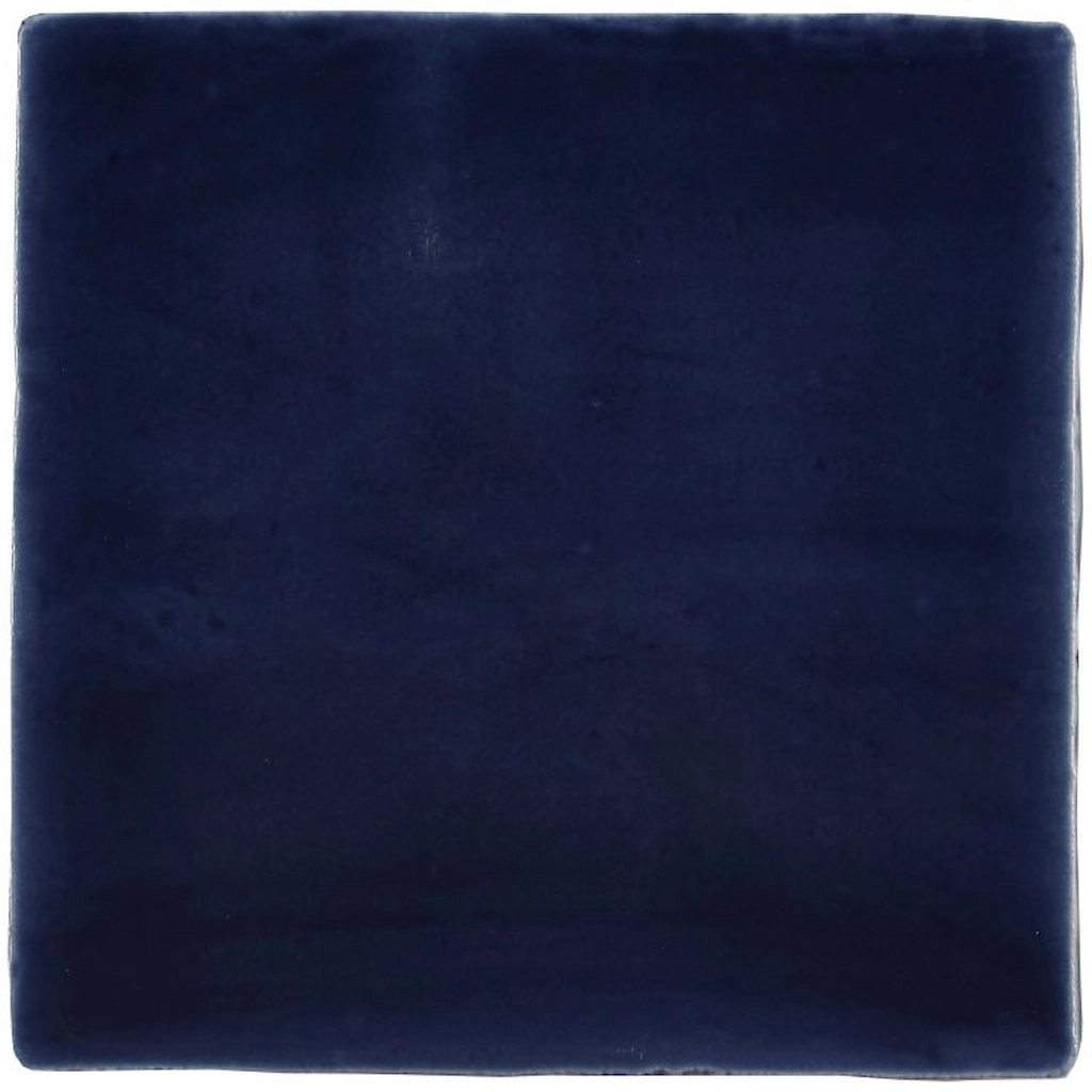 Lapis Field glazed ceramic wall single tile in a deep navy blue with a glossy, handcrafted finish.