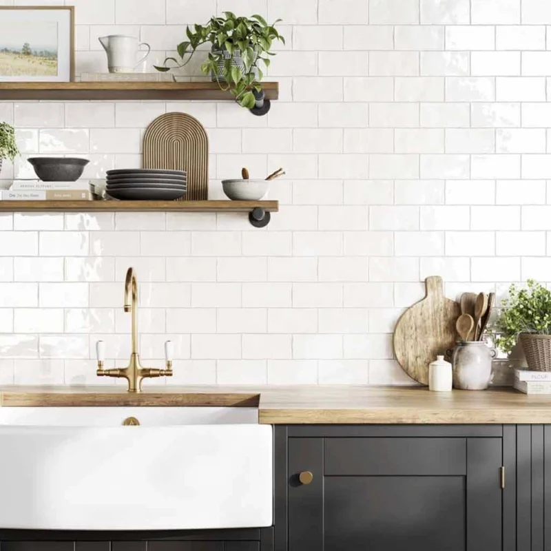 Handmade white ceramic wall tile 75x150mm-verona