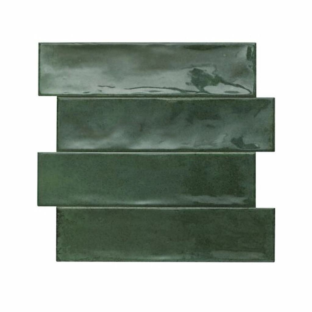 Hope green rectangular gloss tile shown here as 4 stacked tiles
