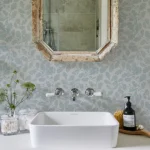 Alfriston Sea Kale shown in a bathroom setting behind a mirror