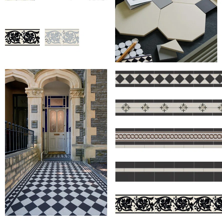 Patterned floor tile collections