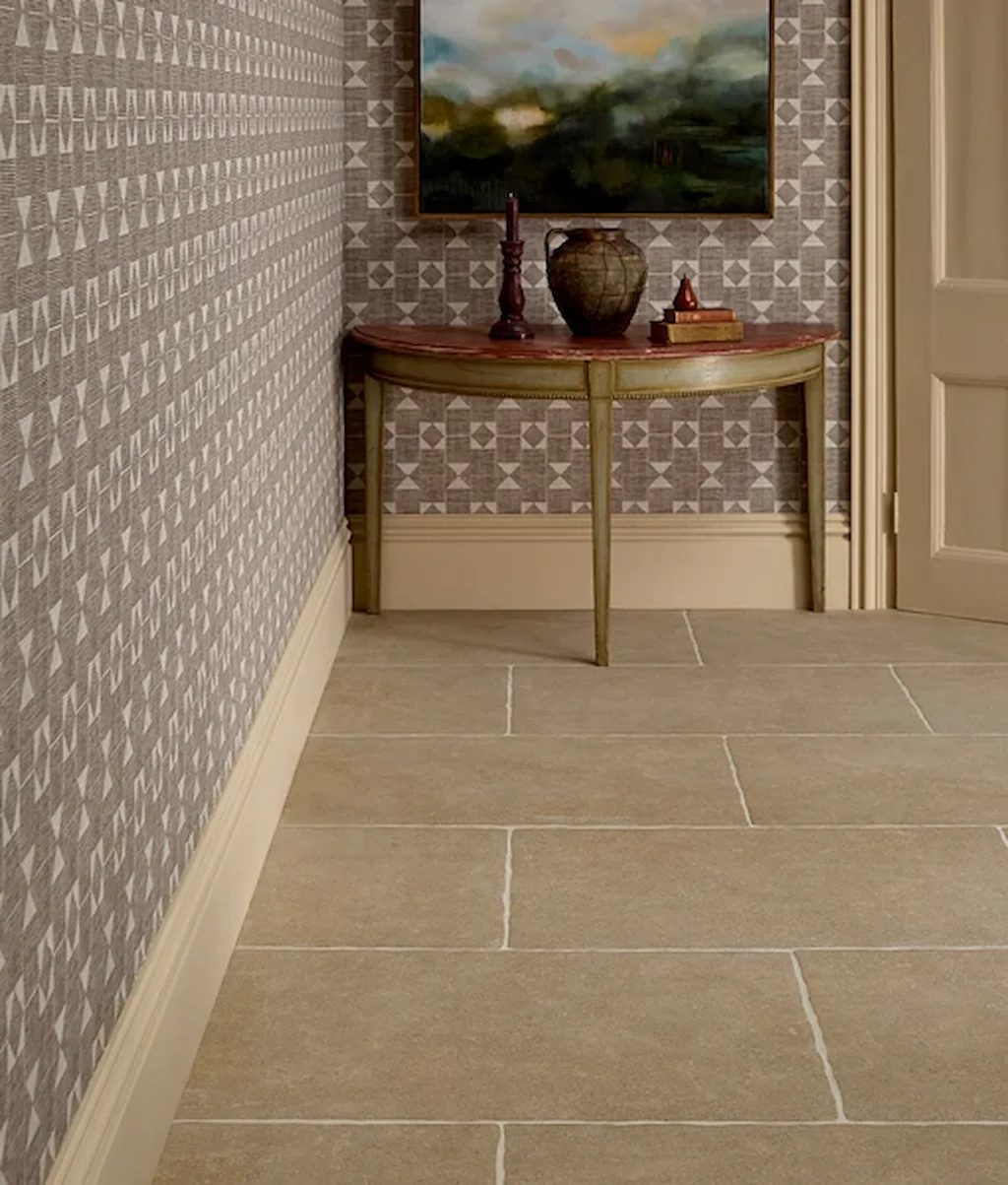 Ca’ Pietra Wychwood Porcelain Matt tile used on a large kitchen floor with limestone-effect finish