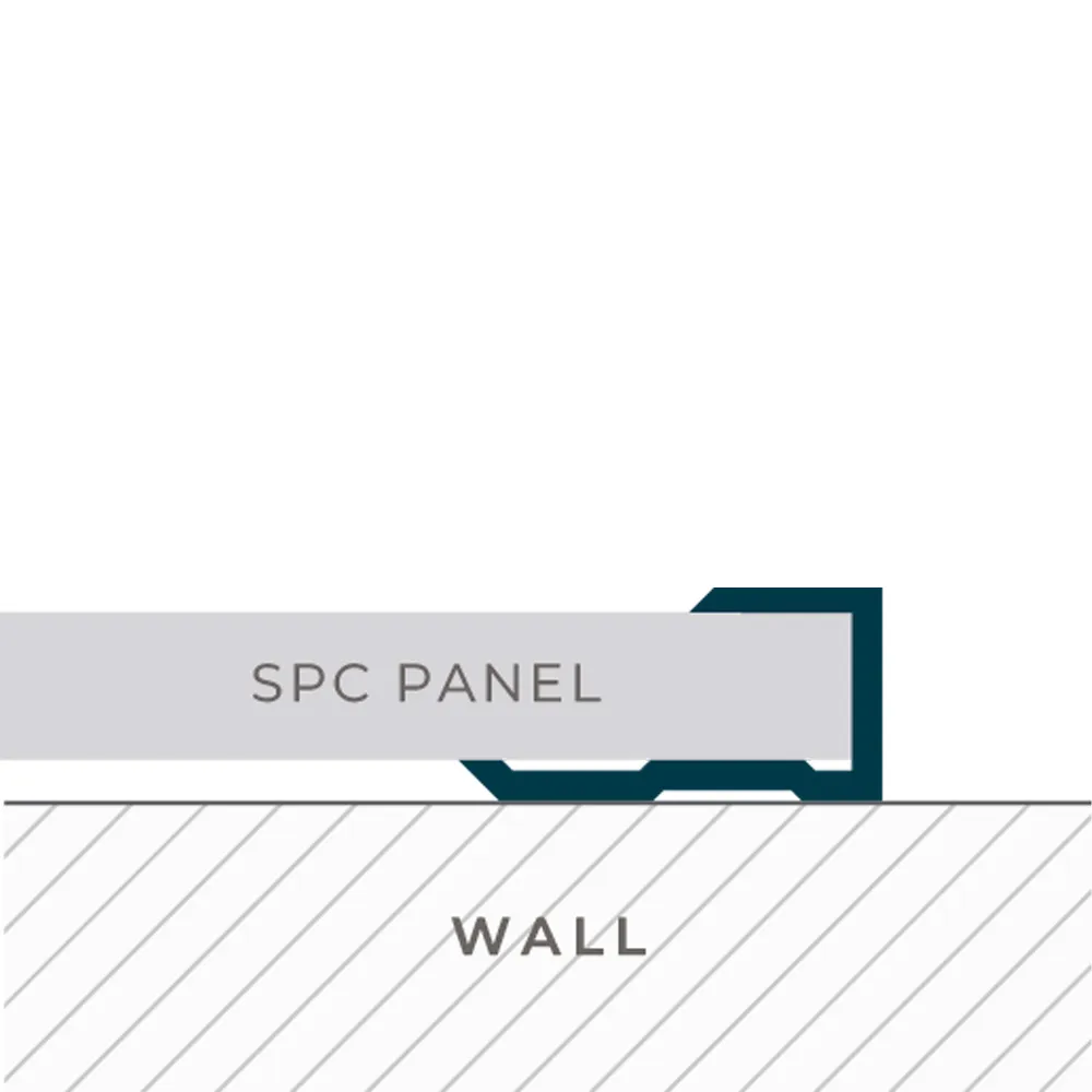 Aqua SPC wall panel trim installation diagram