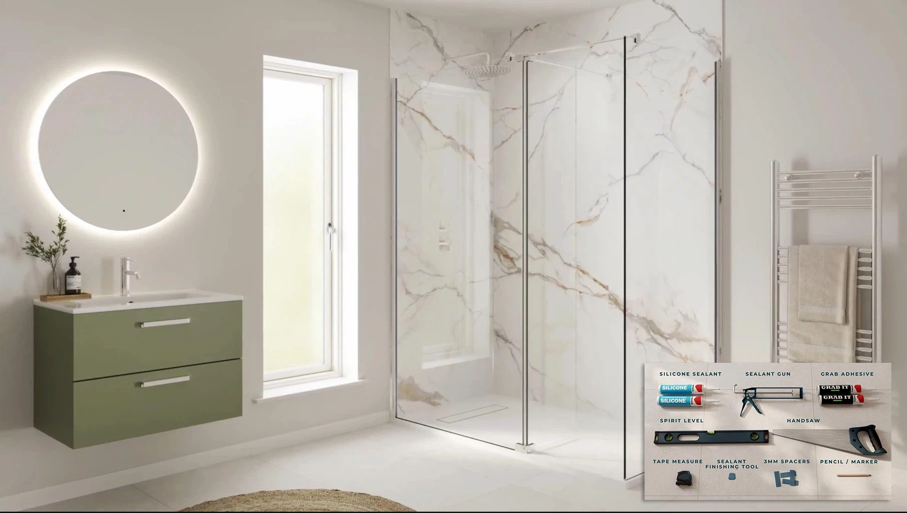 Installing Aqua SPC wall panels in a bathroom