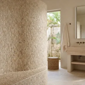 Enso Cobble Mosaic Strip Sand 30x32cm tile Ca'Pietra