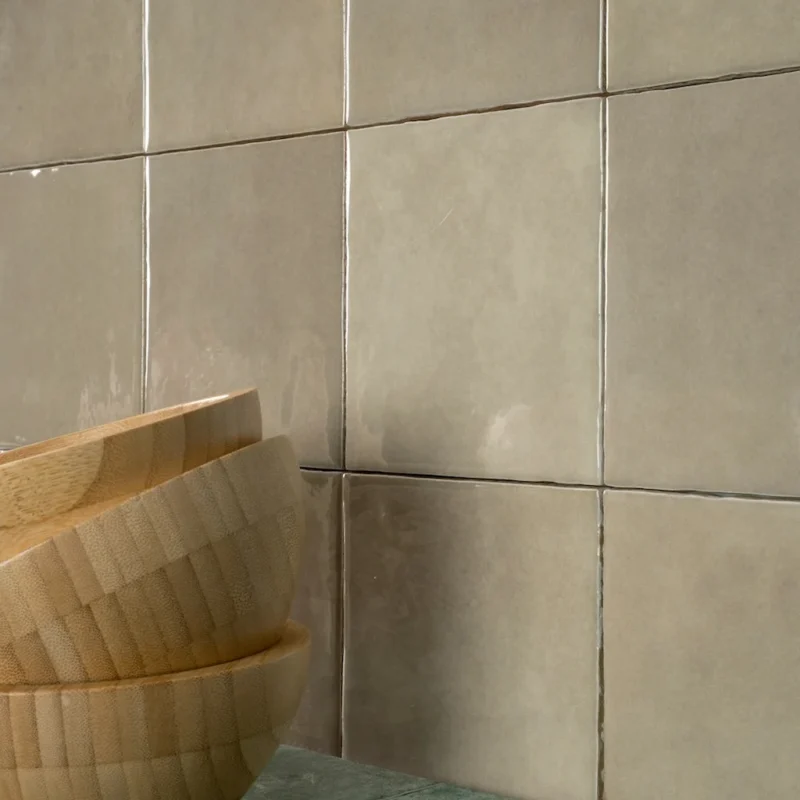 Casablance zellige square gloss neutral colour shown as a kitchen splashback