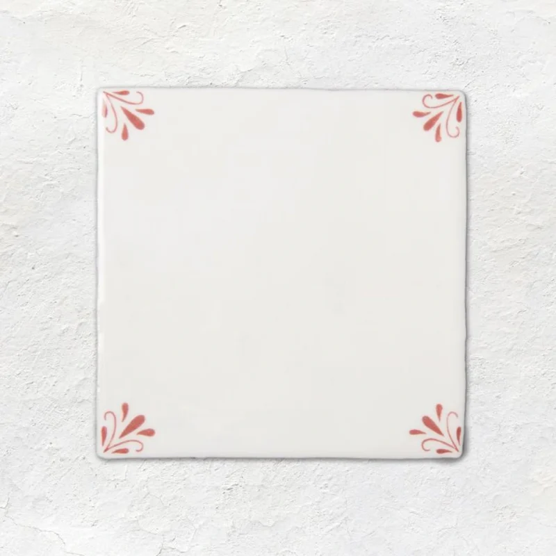 Country Delft Ada Burgundy tile 130x130mm single tile front view