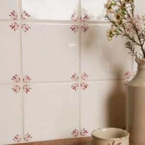 Country Delft Ada Burgundy Decorative Ceramic Tile 130 x 130 mm