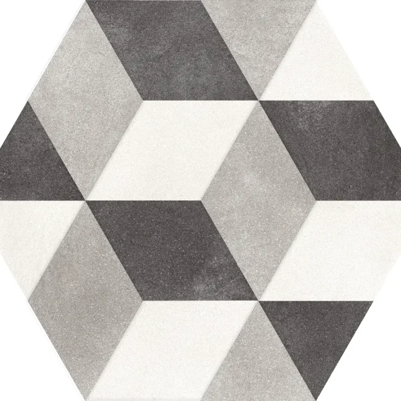 Hexagons Black Cubed