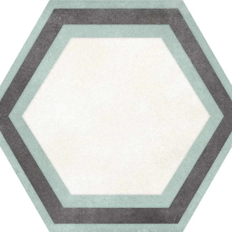 Hexagons White Framed (Green Edge)