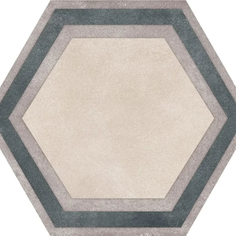 Hexagons Beige Framed
