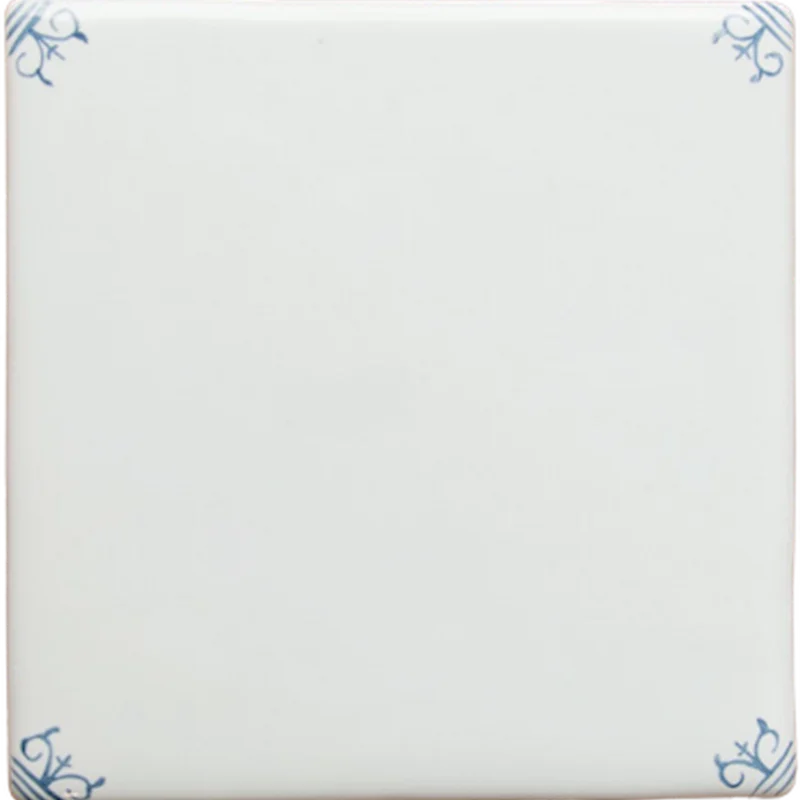 Delft white Brielle 127x127 English Delft tile with a repeating corner design