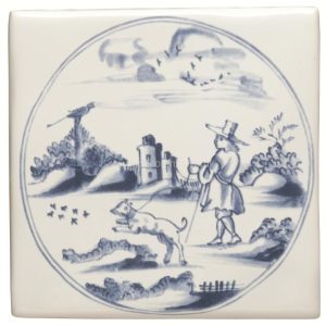Winchester Man with Dog Decorated Tile 127 x 127 mm W.DE1514