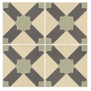 Alhambra Denim and Light Jade on White tile 8105V 151x151x9 mm Odyssey Original Style
