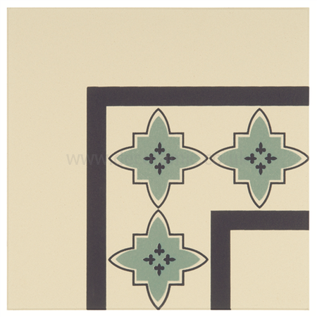 Marrakech Corner Dark Blue and Dark Jade on White tile 8028V 151x151x9 mm Odyssey Original Style