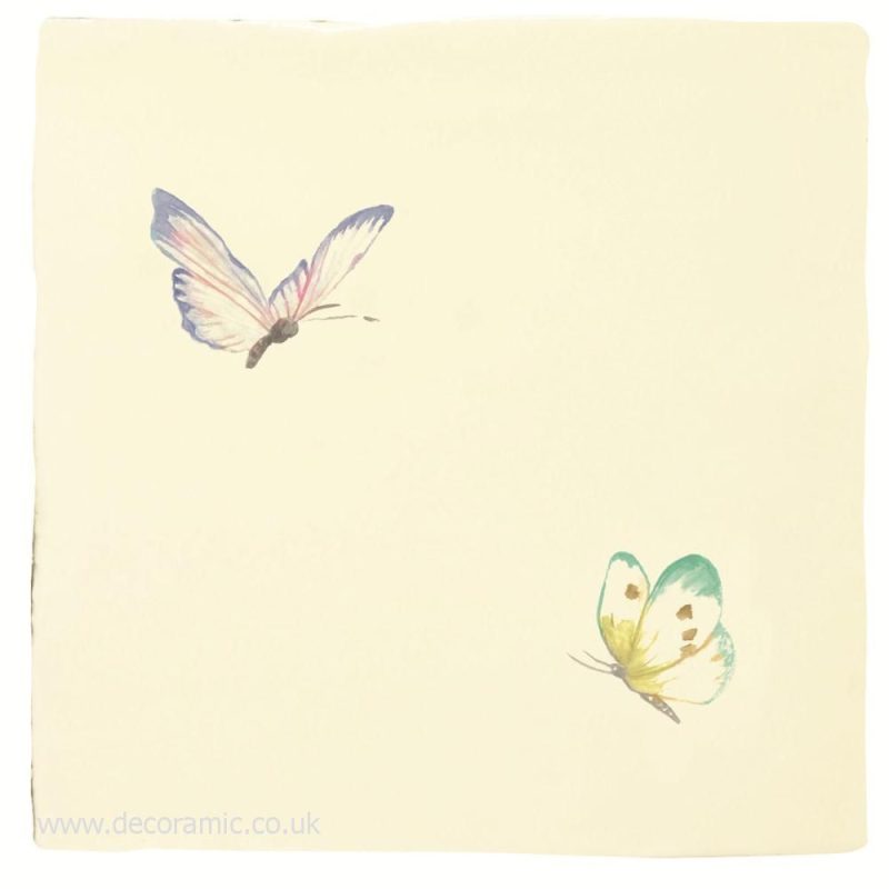 Winchester Lavender Sprite & Emerald Siren Pastel on Palomino Decorated Tile 130x130 mm W.2704VPL Winchester Tiles