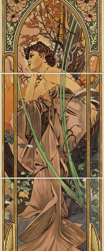 6038B Alphonse Mucha Evening Reverie 152x152mm | 6x6" decorative tile Original Style