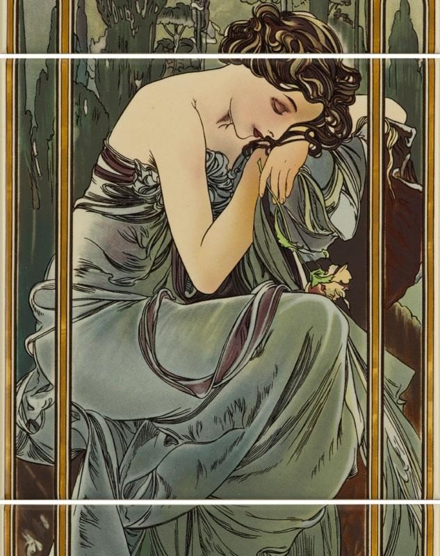 6041B Alphonse Mucha Nocturnal Slumber 152x152mm | 6x6" decorative tile Original Style