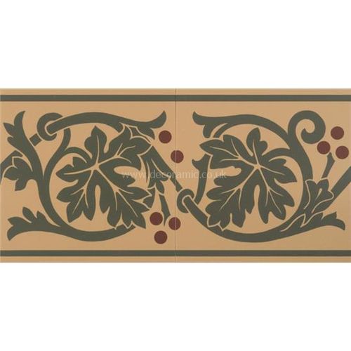 6566V green on buff Shaftesbury 2 Tile Border 151x151 | 6x6" decorative tile Original Style